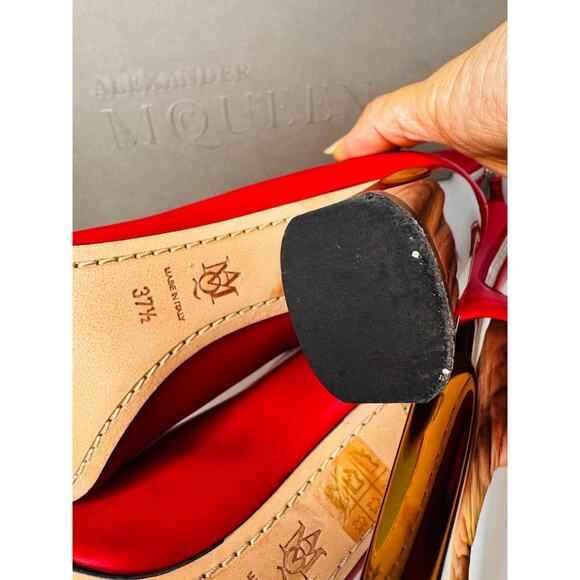 Alexander McQueen Red Leather Lux Duchess Bootie Boots 105mm High Heel Size 37.5 - Picture 6 of 13